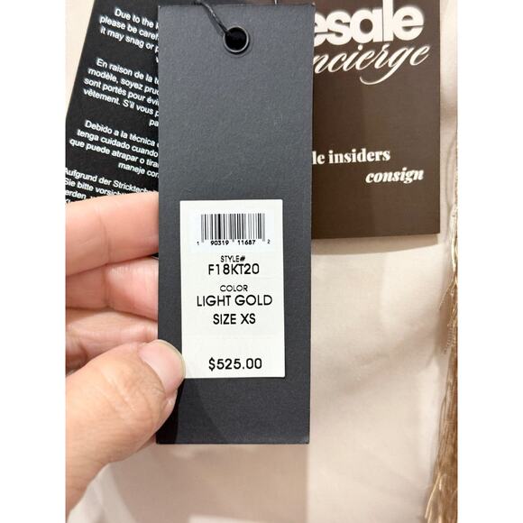 NWT Rachel Zoe Isla Metallic Fringe Open Front Cardigan Sweater Gold Women's XS - Picture 4 of 6